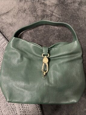 Dooney & Bourke Dark Green Pebbled Leather Hobo with Gold Hardware